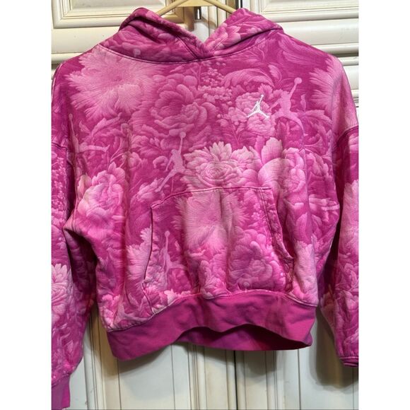 Nike Jordan Big Girl's Floral Brooklyn Essentials Pullover Hoodie Pink L(12-13) - Picture 1 of 9
